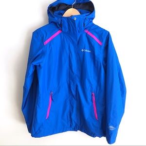 Columbia Blue Interchange Hardshell Winter Ski Jacket retro style